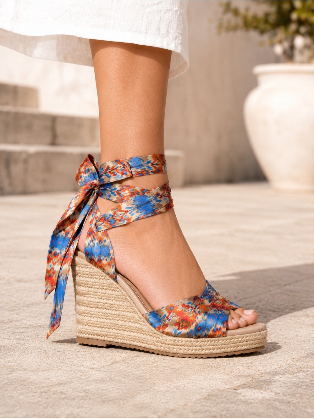 UGG Australia Leather-Lined Lace-Up Espadrille Wedge Sandals | Resortwear